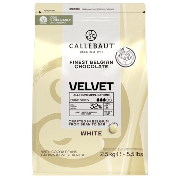 Valkosuklaa Callebaut Velvet (32%), 5 kg