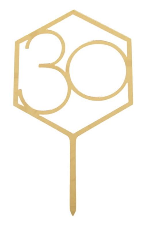 Akrillinen kakunkoriste '30', 1 kpl